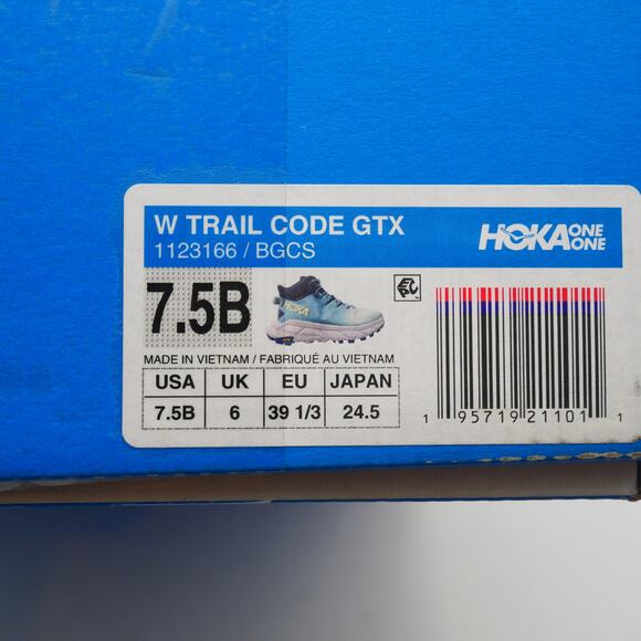 NEW Hoka Women's 7.5 Trail Code GTX Waterproof Boots Blue Glass Vibram Soles - Picture 10 of 10